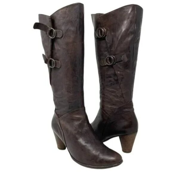 Gabor Davos Gomma Brown Leather Knee High Buckle Boots #290481 - Size 7.5 - Picture 1 of 8